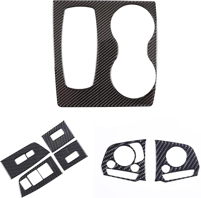 Black Carbon Fiber Interior Decoration Trim Kits, Center Console Trim Cover Sets for Honda Pilot 2016-2022/ Ridgeline 2017-2023/ Passport 2019-2023 (7PCS_Central Decoration Suit)