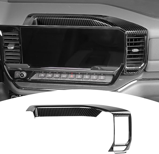 for Silverado Center Dash Panel Trim Cover Carbon Fiber Compatible with Chevy Silverado 2022 2023 2024 Carbon Fiber Interior Accessories