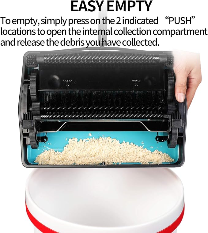 Yocada Carpet Sweeper Cleaner Manual Household Sweeper Lightweight Blue | Non-Electric Hand Push for Home Office Low&Undercoat Carpets Rugs Pet Hair Dust Scraps Paper Rubbish Cleaning with a Brush