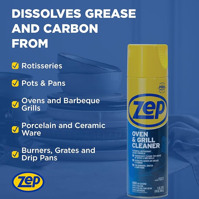Zep Stainless Steel Cleaner Polish 14oz & Oven Grill Cleaner 19oz | Restores stainless steel shine and removes baked-on grease from ovens and grills- ECBD004