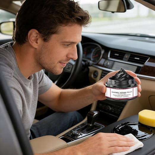 Car Trim Restorer 50g Long-Lasting Quick Paste with Sponge | Vehicles Scratch Remover for Interior Leather Dashboard Boat Truck Convertible Garage Home Underseat Maintenance Care