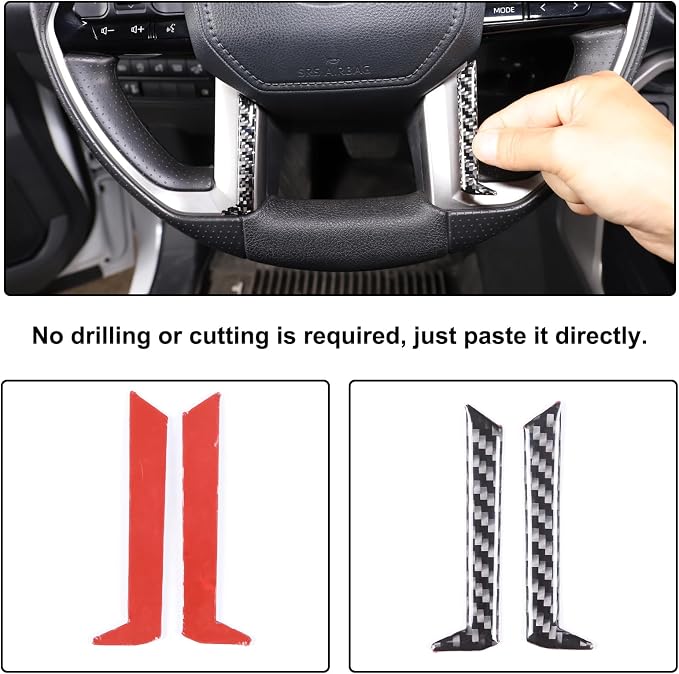 Car Steering Wheel Decoration Frame Cover Trim Compatible with Toyota Tundra/Sequoia 2022-2024 & Tacoma 2024 Carbon Fiber Center Console Steering Wheel Lower Panel Moulding Protect Sticker Accessories