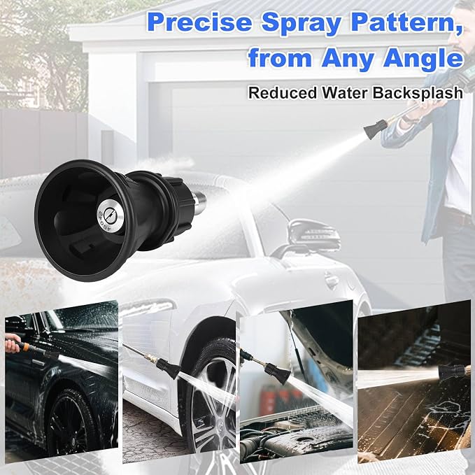 Pressure Washer Nozzle Guard,40 Degree Pressure Washer Nozzle with Protector Holder,High Efficiency Cleaning,Power Washer Tips with 1/4" Male Quick Connect,Stainless Steel, Black