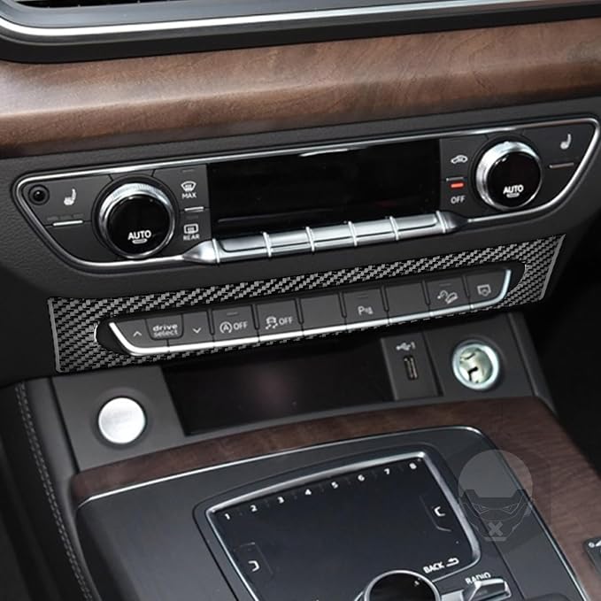 Real Carbon Fiber Trim for Audi 80A Q5 Accessories | for SQ5 2018-2025 Dash Central Control Button Panel Cover Sticker Interior Thick Overlay Decal