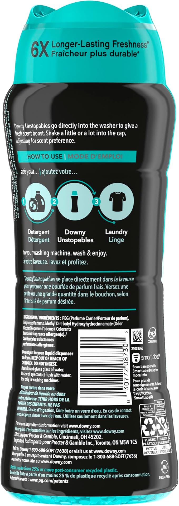 Downy Unstopables In-Wash Laundry Scent Booster Beads, Fresh, 18.2 oz (Pack of 4)