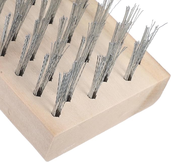 VALICLUD Steel Wire Deck Brush Heavy Duty Scrubber for Tile and Outdoor Cleaning Stiff Bristle Brush for Grime Removal and Enhanced Floor Safety