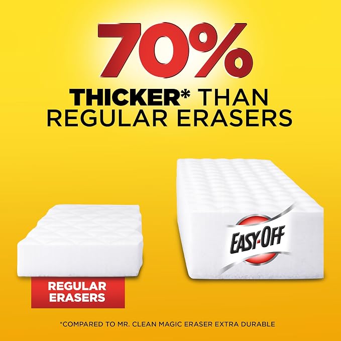 Easy‑Off Heavy Duty 2‑in‑1 Ultra Thick Eraser & Degreasing Formula, 3 Multi‑Use Cleaning Pads — Cuts Through Tough Grease & Grime in Seconds