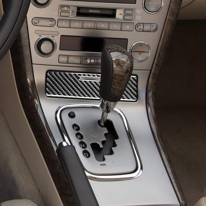 JKYUKU Real Carbon Fiber for Subaru Accessories Center Console Gear Shift | for Legacy/Outback 2005-2009, Black Center Console Gear Shift Shifter Box Cover Panel Sticker, Premium Sporty Look