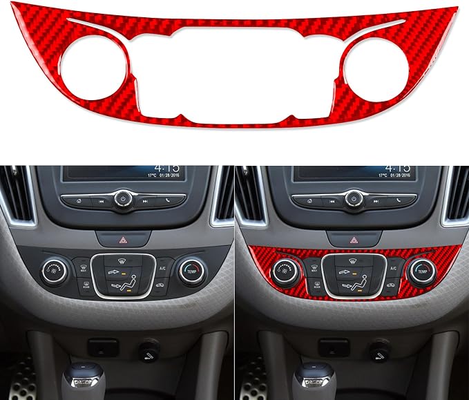 Real Carbon Fiber Trim for Chevy Malibu 9th Gen Accessories | for 2016-2024 A/C Control Central Console Panel Sticker Interior Thick Overlay Decal