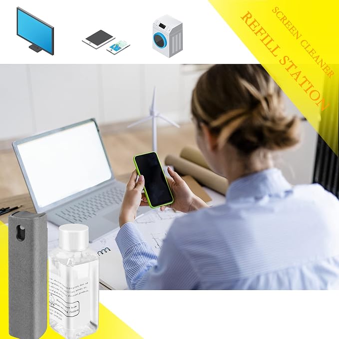 Professional Screen Cleaner Spray Refill - 50ml, Effective Cleans Fingerprints, Dust, Oil - Designed for Laptop, Phone, Ipad