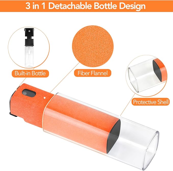 2 Pcs Fingerprint Proof Screen Cleaner, 3 in 1Touchscreen Mist Cleaner Spray Wipe Cleaner Screen Cleaner Soft Fiber Flannel,Safe for All Phones Glasses Tablet Laptop Screens