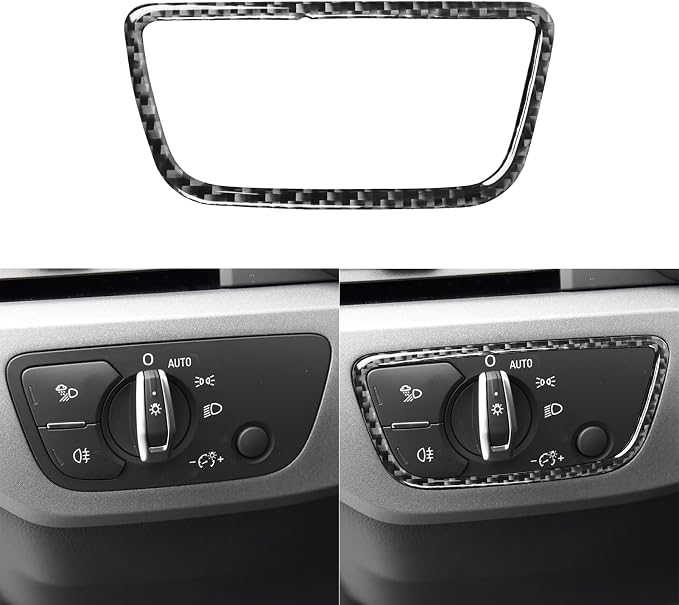 Real Carbon Fiber Trim for Audi Accessories | for B9 A4 S4 A5 S5 2020-2025 / RS5 2021-2025 Headlight Switch Panel Interior Thick Overlay Decal - B