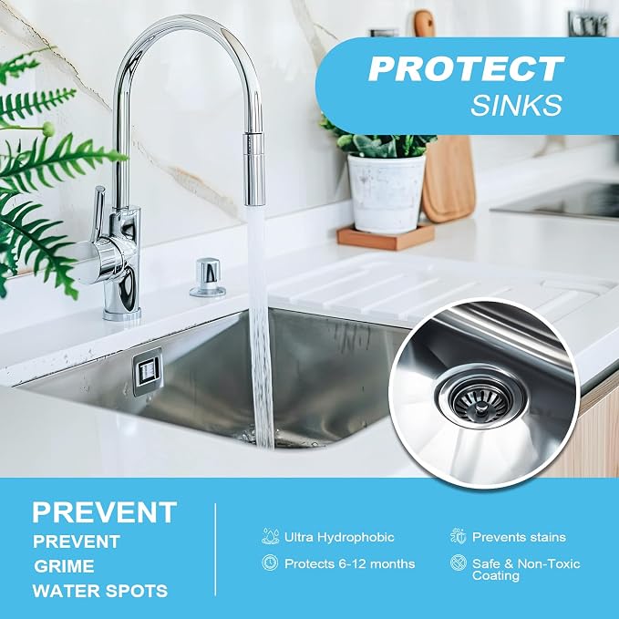 Ceramic Coating Spray – Shine, Seal & Protect Stainless Steel, Glass, Kitchen & Bath – Repels Fingerprints, Water Spots & Grime – Multi-Surface Sealant for Countertops, Sinks & More, 512ML