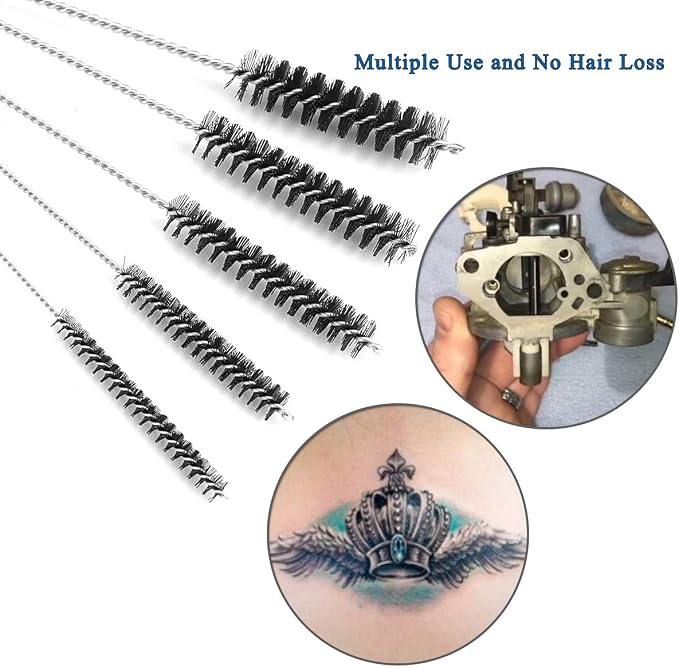 Valchoose Premium Jet Cleaning Brushes, Carb Carburetor Cleaners Made of Heavy Duty Density Nylon and Stainless Steel 13 Cleaning Wires Set + 5 Nylon Brushes + 10 Needles