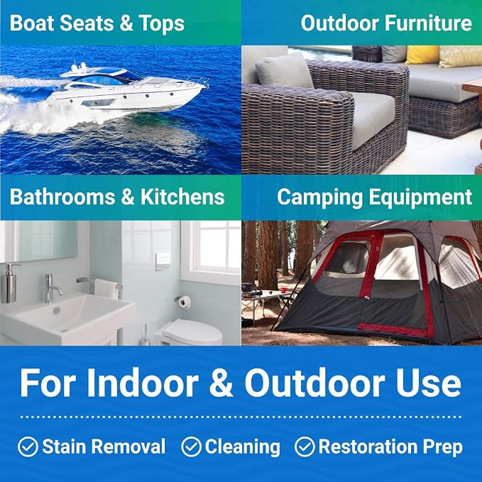 Better Boat Mold and Mildew Stain Remover 22oz Spray for Fabric Vinyl Tile Grout, Removes Mold Stains on Boat Seats Bathroom Shower Patio Furniture Carpet Canvas