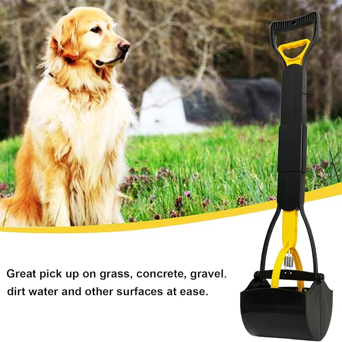ienjoyed Dog Pooper Scooper for Large Medium & Small Dogs Heavy Duty,Long Handled Dog Poop Scooper for Grass,Durable Dog Poop Pick Up Tool (Yellow)