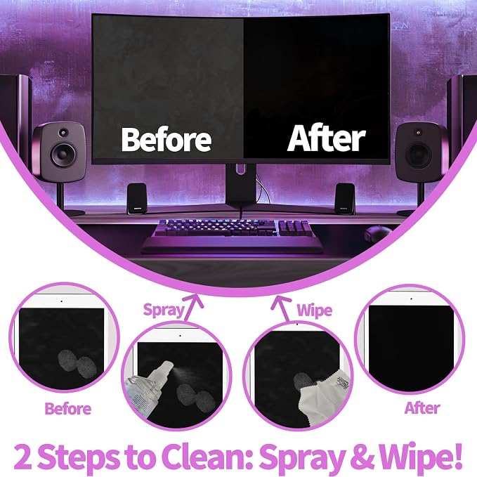 2 Pack Electronic Screen Cleaner Spray, Hatstart Cell Phone Touch Screens Cleaning for TV Laptop Computer Tablet PC LCD Flat Screens and Car Display, Compatible with iPhone iPad MacBook Pro, Pink