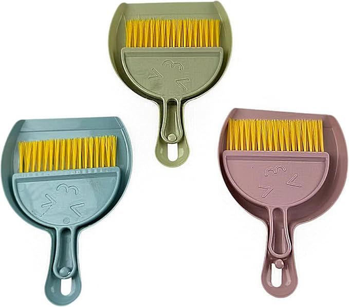 3PCS Hand Broom and Dustpan Set Mini Household Cleaning Tool Small Broom and Dustpan Set Soft Bristle Dust Pan and Brush Set for Home, Car, Table and Kids Cleaning