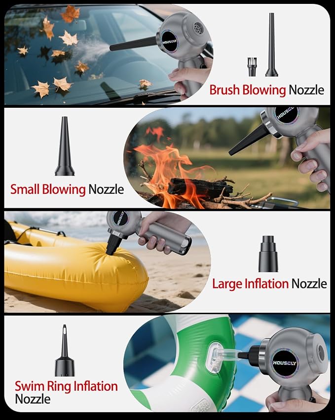 houscly Car Vacuum Cordless Mini Handhled 4-in-1 High Power Cleaner 25000Pa | Brushless motor-8000mAh-Rechargeable-Duster blower-Pet hair crumb cleaning for car sofa office desk- Ideal gifts for men