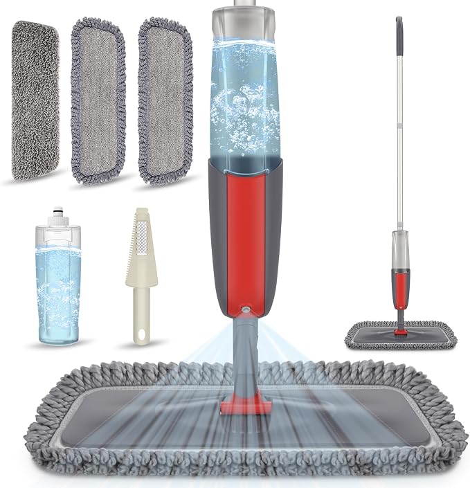 Spray Mops for Hardwood Floors Cleaning: MEXERRIS Falt Mop with 3 Microfiber Pads for Swiffer Powermop - Wet Dust Floor Mop with Sprayer Home Commercial Mops for Wood Laminate Wood Tile Vinyl