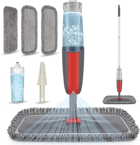 Spray Mops for Hardwood Floors Cleaning: MEXERRIS Falt Mop with 3 Microfiber Pads for Swiffer Powermop - Wet Dust Floor Mop with Sprayer Home Commercial Mops for Wood Laminate Wood Tile Vinyl