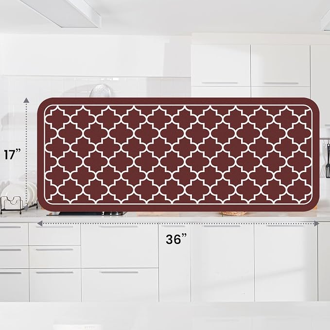 WISELIFE Dish Drying Mat Super Absorbent Drying Mat Large Dish Drying Mats for Kitchen Counter Easy Clean Dish Mat Kitchen Drying Mat18"x 36" Stylish Red