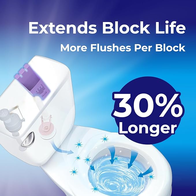 Toilet Tank Tablet Holder with Blue Toilet Bowl Tablets, 8.97 x 3.22 x 2.25 Inch Tablet Holder - Prevents Flapper Jams & Residue, Extends Life of Drop-In Cleaner Tablets (1+6)