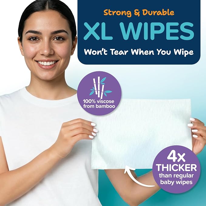 Body Wipes For Adults Bathing No Rinse - 200XL Thick Shower Wipes For Adults No Rinse, 20 Packs of 10 Adult Wipes for Men, Women, Personal Cleansing, Daily Hygiene, Bedridden & Elderly Care, Travel