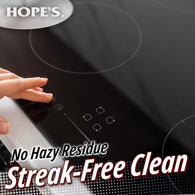 HOPE'S Perfect Cooktop Glass and Ceramic Cooktop and Stove Top Cleaner, Fast Acting and Removes Burnt on Stains from Glass Ceramic Smooth Top Ranges with its No Rinse Formula, 10.6 Oz, Pack of 2