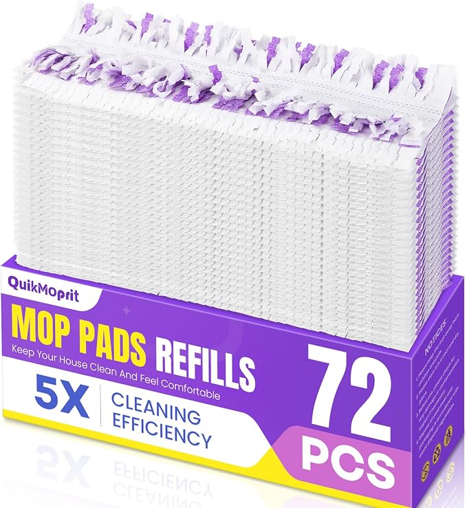 72 Pcs Power Mop Refills Pad, 5X Cleaning Multi-Surface Replacement for Swiffer Power Mop, Wet Pads Refill for Wood Floors & More, Compatible with Swiffer PowerMop Pads & Mopping Refills