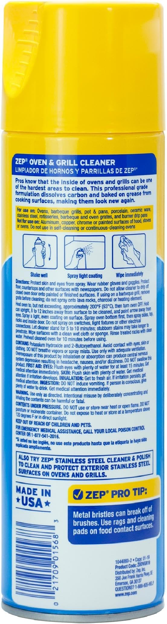 Zep Heavy-Duty Oven and Grill Cleaner - 19 oz (Case of 2) ZUOVGR19 - Dissolves Grease on Contact, on Burners, Grates and Drip Pans