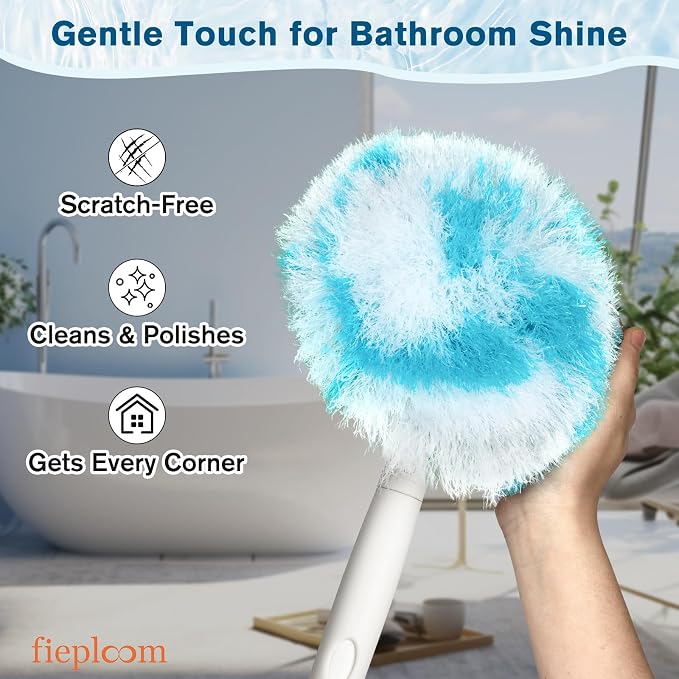 Tub Tile Scrubber Brush with 48" Long Handle, 2026 Version 2 Pc Non-Scratch Soft Tub Mop, All-in-One Adjustable Bathroom Brush for Bathtub, Shower, Sink & Faucet, and Wall Tile(2)