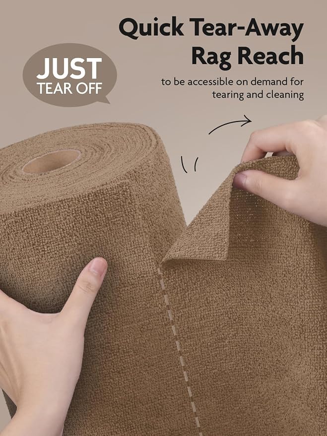 Fantasticlean Microfiber Cleaning Cloth Roll- 75 Sheets, 12" x 12" (TAN) | Super Absorbent, Lint-free, Tear-away Microfiber Towel Roll, for All-Purpose Cleaning