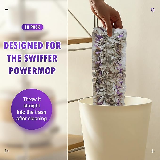 Pure Realm 18 Count Disposable mop Pads Refills for Swiffer PowerMop | Multi-Surface Mop and PowerMop Wood Mop, Replacement Pads Use for Floor Cleaning