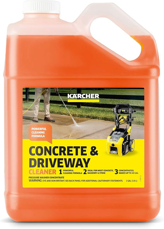 KÄRCHER Concrete & Driveway Cleaner, Cleans Concrete, Brick, Mansory, and Stone Areas, Highly Concentrated, Makes up to 40 gal of Cleaner, Readily Biodegradable, For Pressure Washers