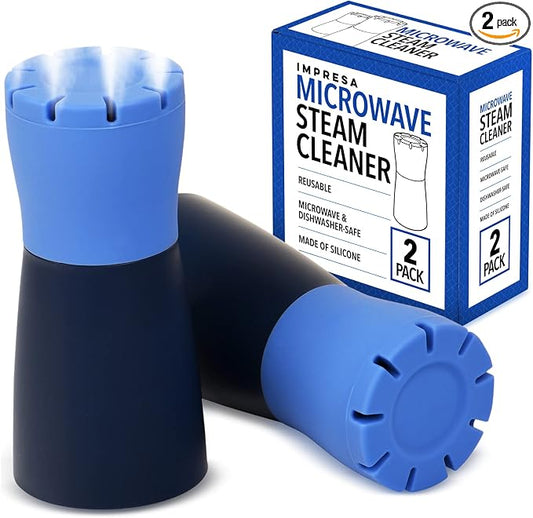 IMPRESA 2 Pack Blue Microwave Steam Cleaner for Quick and Effortless Cleaning - Microwave Cleaning Device with Vinegar and Water for Grime and Odor Removal