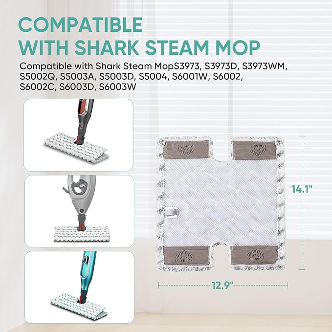 3 Pack Steam Mop Pads Replacement P184WQ for Shark Lift-Away Pro & Genius Steam Pocket Mop System S3973 S3973D S3973WM S5001 S5002Q S5003A S5003D S5004 S5004W S6001W S6001WM S6002 S6002C S6003D S6003W