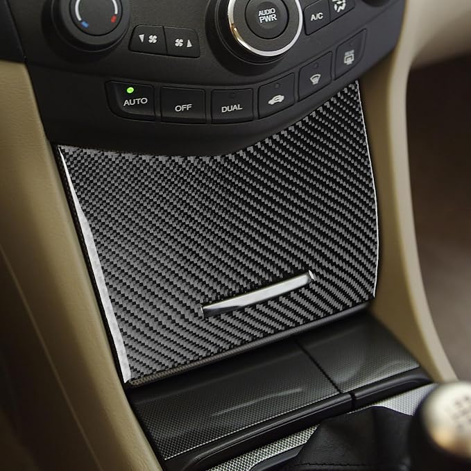 Real Carbon Fiber Trim for Honda Accord Accessories | for 2003 2004 2005 2006 2007，Storage Box Organizer Cover，Interior Dash Panel，Thick Overlay Sticker Decal