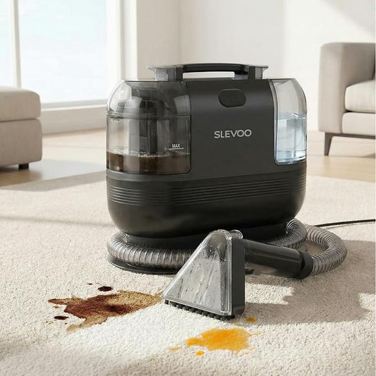 Slevoo Portable Carpet Cleaner, 500W 20Kpa Upholstery Cleaner Machine | Handheld Spot Cleaner for Pet Stains, Carpet, Car Interiors, Stair, Lightweight 7.27lbs, 42oz Large Dual Tank, Dark Gray