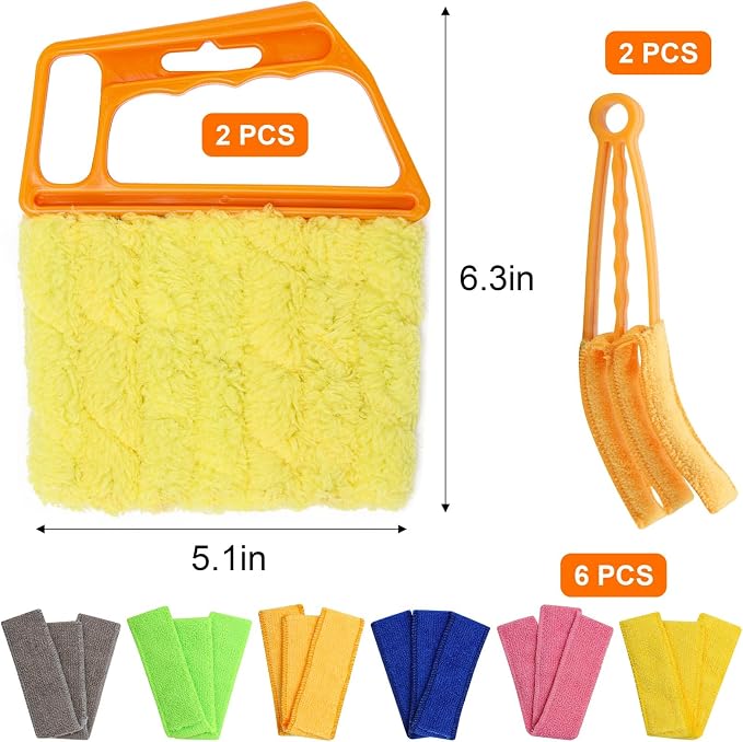 Window Blind Cleaner Duster Set, Washable Dusting Cleaner Air Vent Cleaning Brush Tools (Orange)