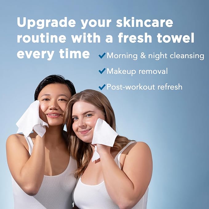 XL Dry Face Wipes (50 Ct, 1 Pack), Ultra-Absorbent Plant-Based Facial Towels, Disposable Makeup Remover Wipes for Face, No Fragrance, Hypoallergenic, 100% USDA Biobased, NEA Accepted
