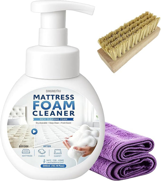 Mattress Stain Remover Spray – Enzyme Cleaner for Bed, Couch, & Upholstery | Upholstery cleaner for mattresses. Lifts yellow stains. No scrub. Safe for kids & pets. Brush & towel included(Lavender)