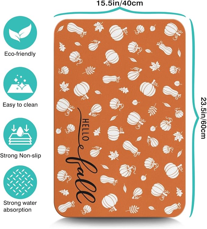 Fun Coffee Mat 23inx15in,Coffee Bar Mat for Countertops,Absorbent Hide Stain Anti-Slip Coffee Bar Accessories Fit Under Coffee Machine Mat,dish Drying Mats for Kitchen