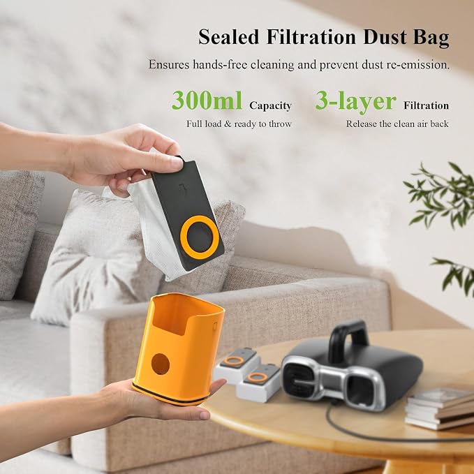 Minthouz Mattress Vacuum Cleaner 6-in-1 Bed Vacuum with 15Kpa Suction 450W & 120000 RPM/Min Dual Brushroll Rotation Handheld Vacuum Widened Suction Port, Corded