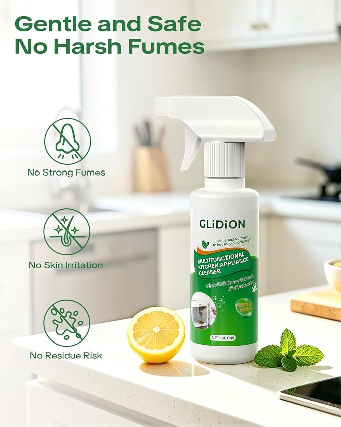 Multifunctional Kitchen Appliance Cleaner, Low-Irritation Degreaser for Oven, Air Fryer, Microwave, Refrigerator & Stove, Non-Corrosive, No Harsh Fumes, with Foam Sprayer, 10.1 Fl Oz