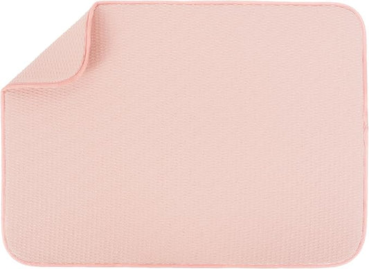 S&T INC. Dish Drying Mat, 18" x 24", XL, Diamond Texture, Rose Pink | Absorbent Microfiber, Extra Large Kitchen Counter Mat for Dishes, Utensils, Pots and Pans, Machine Washable
