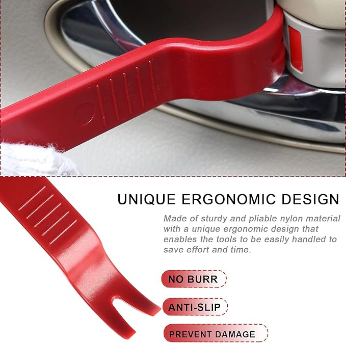 Auto Trim Removal Tools Kit, Wetado 15Pcs Car Panel Removal Tool Interior Trim Kit Fastener Rivet Remover Plastic Pry Tool Set - Metal Removal of Car Molding, Dashboards, Wheel Hubs