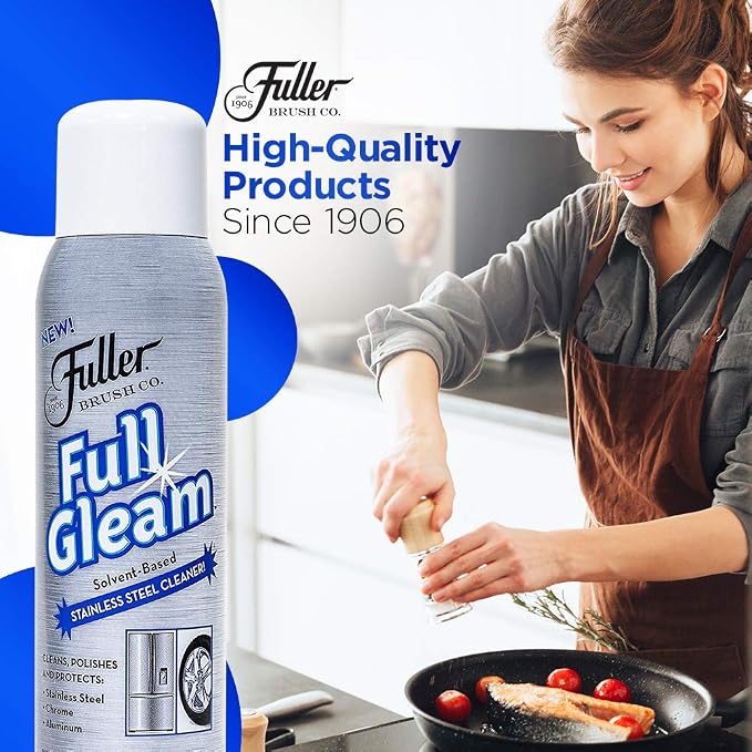 Fuller Brush Full Gleam Stainless Steel Cleaner – 15 oz Spray for Appliances, Chrome, Aluminum & Sinks – Cleans, Polishes & Protects Metal Surfaces (Pack of 1)