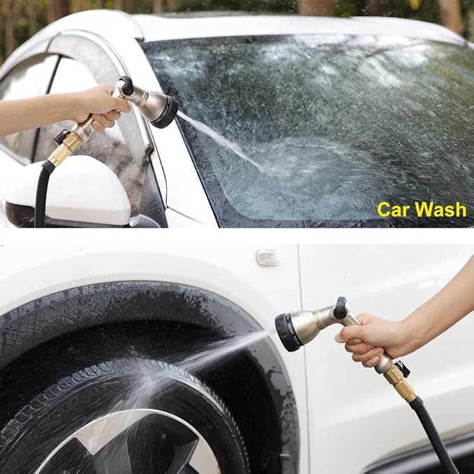 FANHAO Metal Thumb Control Garden Hose Nozzle Heavy Duty, 8 Spray Patterns | Rustproof Zinc Alloy Water Hose Sprayer High Pressure, Non-Slip Ergonomic Grip for Lawn & Plant Watering, Car & Pet Washing