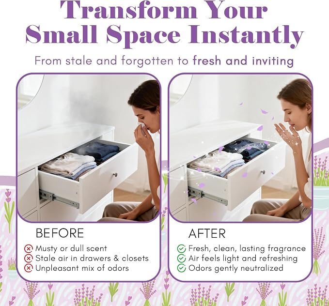 SCENTORINI Lavender Sachets for Drawer and Closet, Sachets Bags 14 Pack | Long-Lasting Home Fragrance Sachets Gift Set for Wardrobe Freshener, Closet, Drawer, Suitcases, Handbags,Gym Bag, Locker